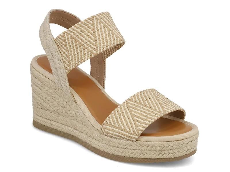 ミア レディース シューズ サンダル MiaBrittni Wedge Sandal Natural Beige Stripe Print ベージュ