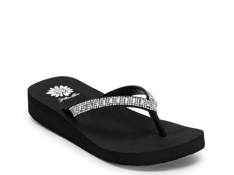 イエローボックス レディース シューズ サンダル Yellow BoxZemily Wedge Sandal BlackSilverhinestones ブラック