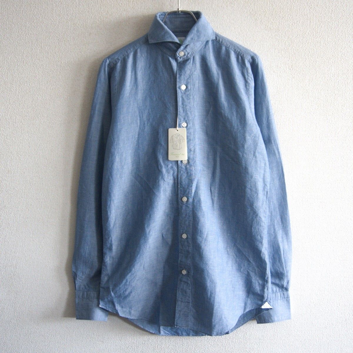 未使用品】FINAMORE【コットン×リネン シャンブレーシャツ】38-15