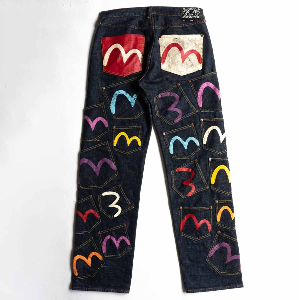 【雰囲気抜群/濃紺】EVISU【LOT.0119 メニーポケット デニムパンツ】36×35 エビス ジーンズ 26050343