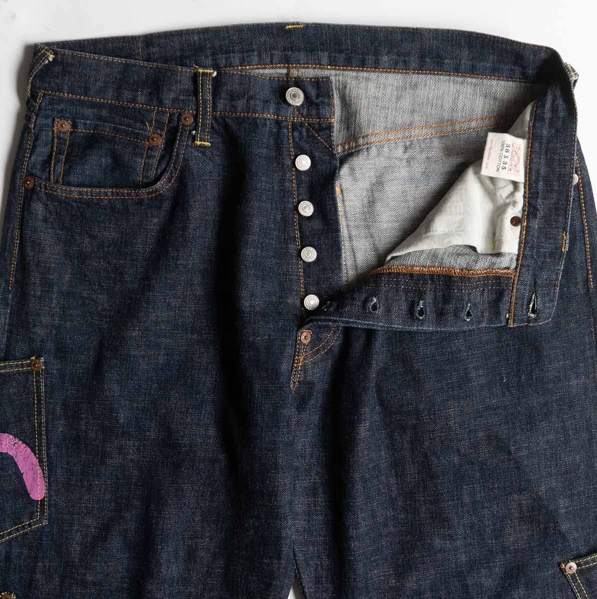 雰囲気抜群/濃紺】EVISU【LOT.0119 メニーポケット デニムパンツ】36