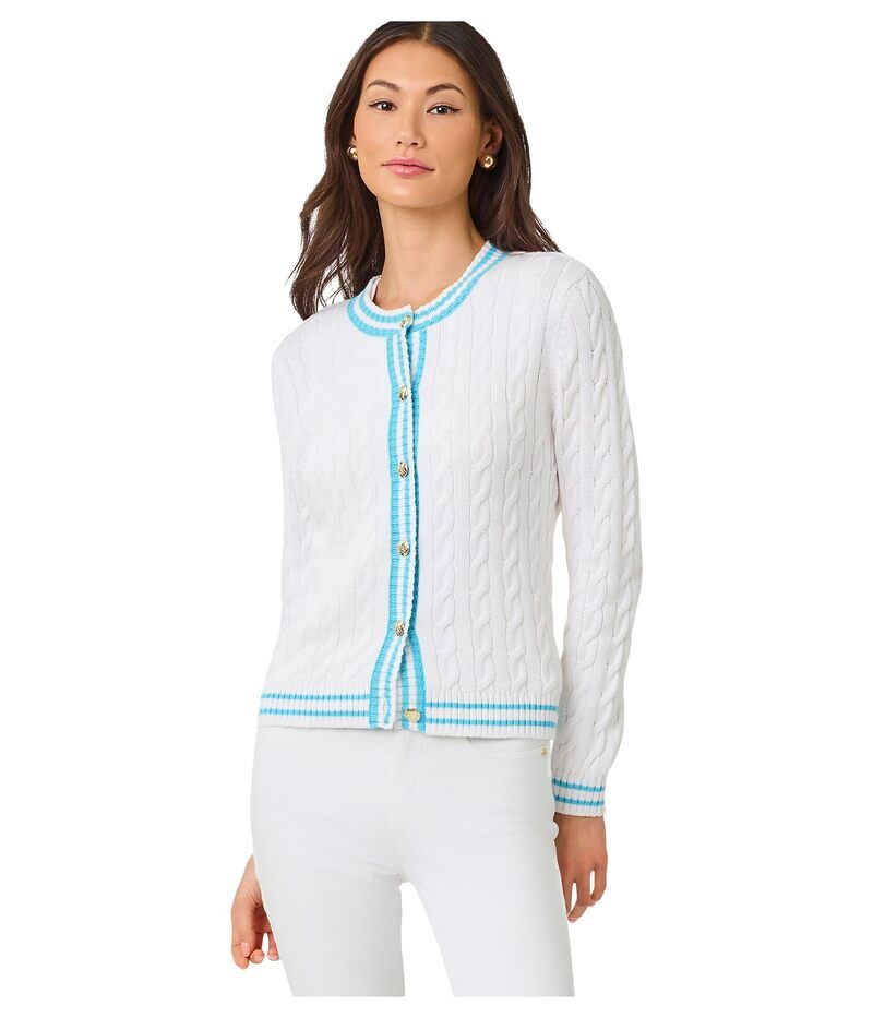 リリーピュリッツァー レディース アウター ニット・セーター クルーネック カーディガン Lilly Pulitzer Brockton Crew Neck Cardigan Resort White X ホワイト