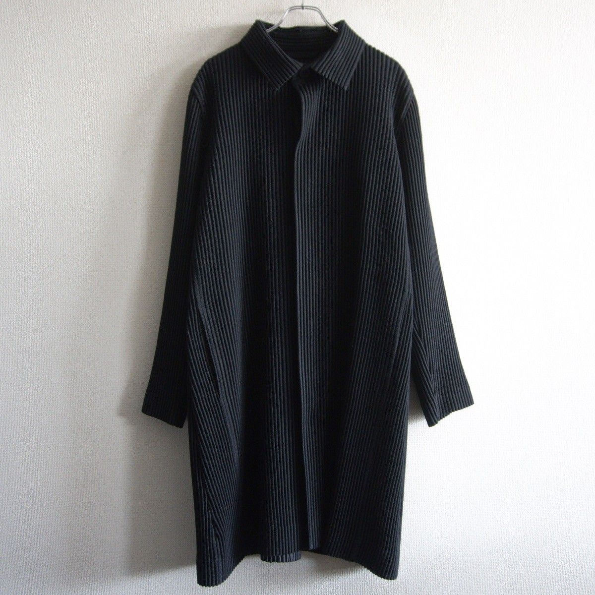 美品】 HOMME PLISSE ISSEY MIYAKE【プリーツ コート】3 ブラック