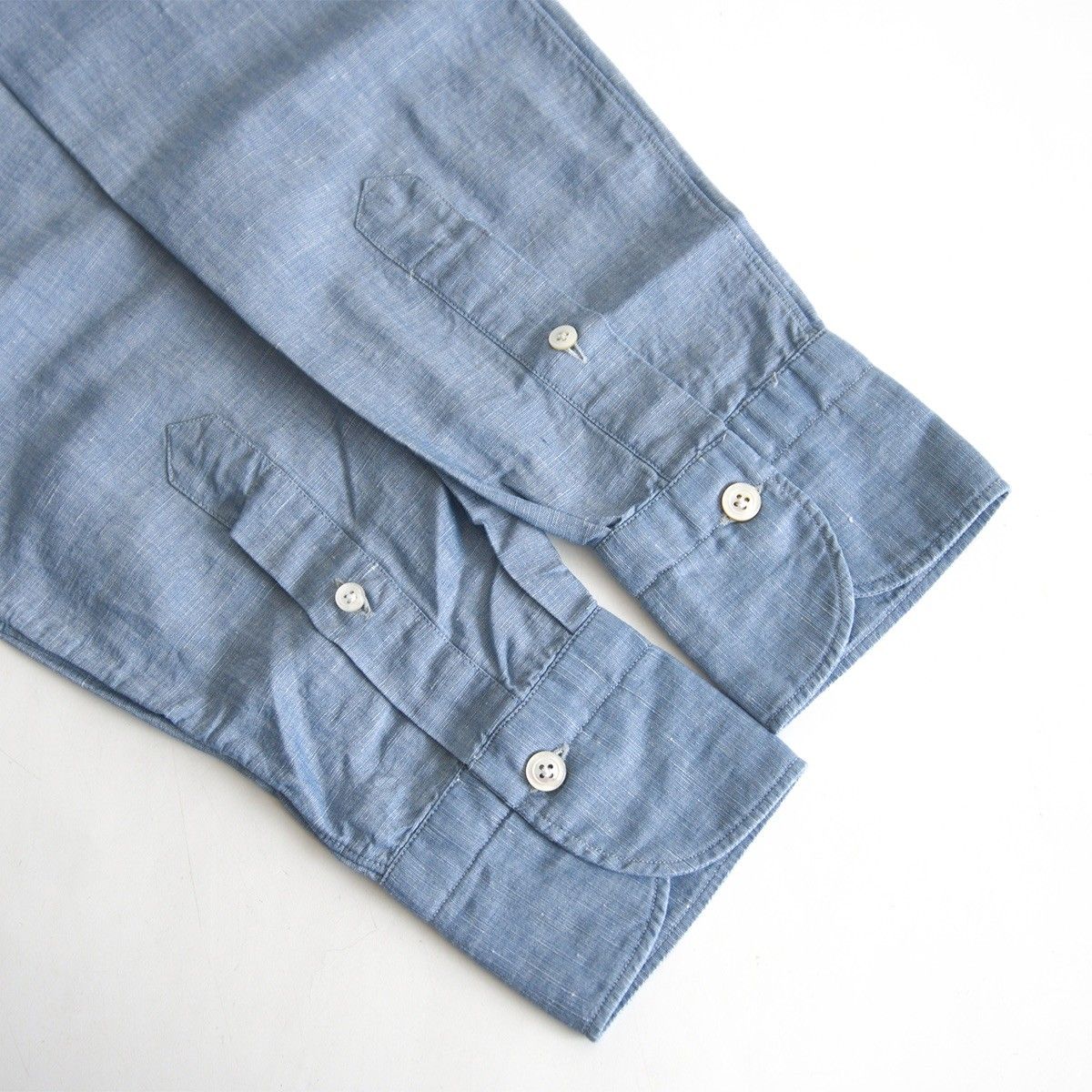 未使用品】FINAMORE【コットン×リネン シャツ】38-15 サックスブルー