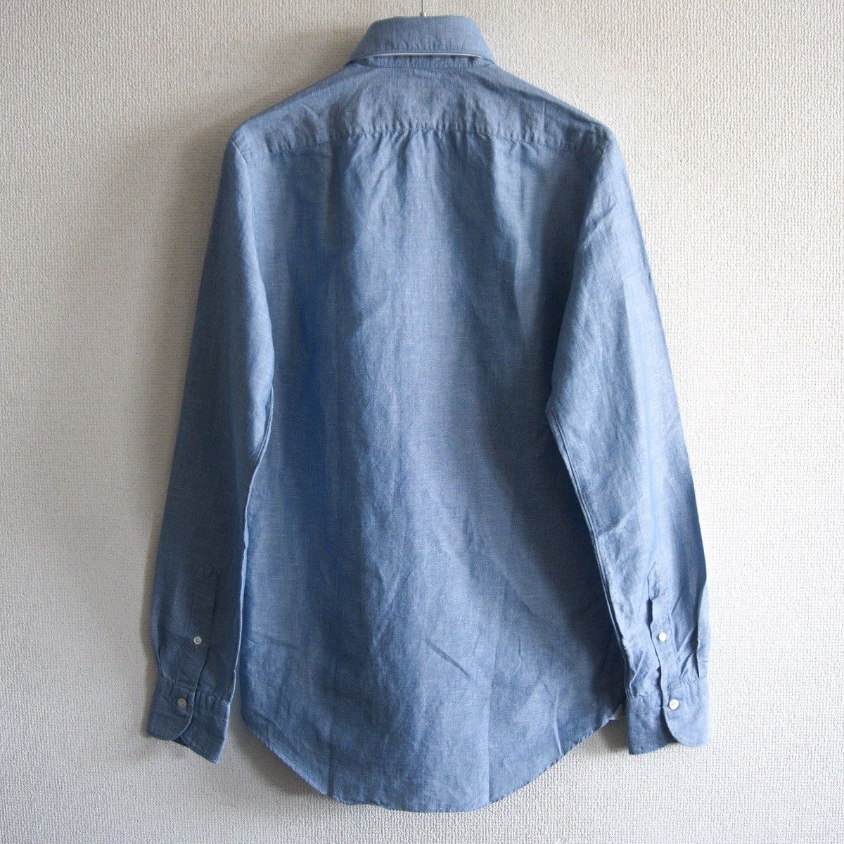 未使用品】FINAMORE【コットン×リネン シャツ】38-15 サックスブルー