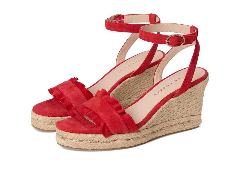 ジャックロジャース レディース シューズ ヒール フリル Jack Rogers Rozette Ruffle Wedge Fired レッド