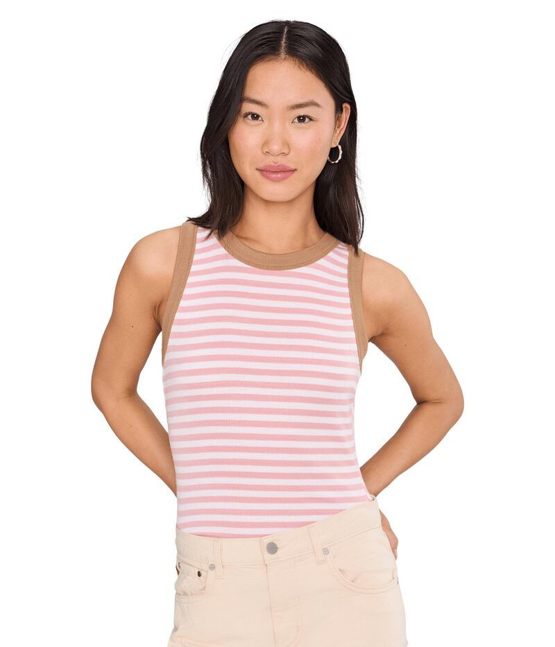 マイケルスターズ レディース トップス シャツ Michael Stars Gina Ringer Tank Blush White Wit ホワイト