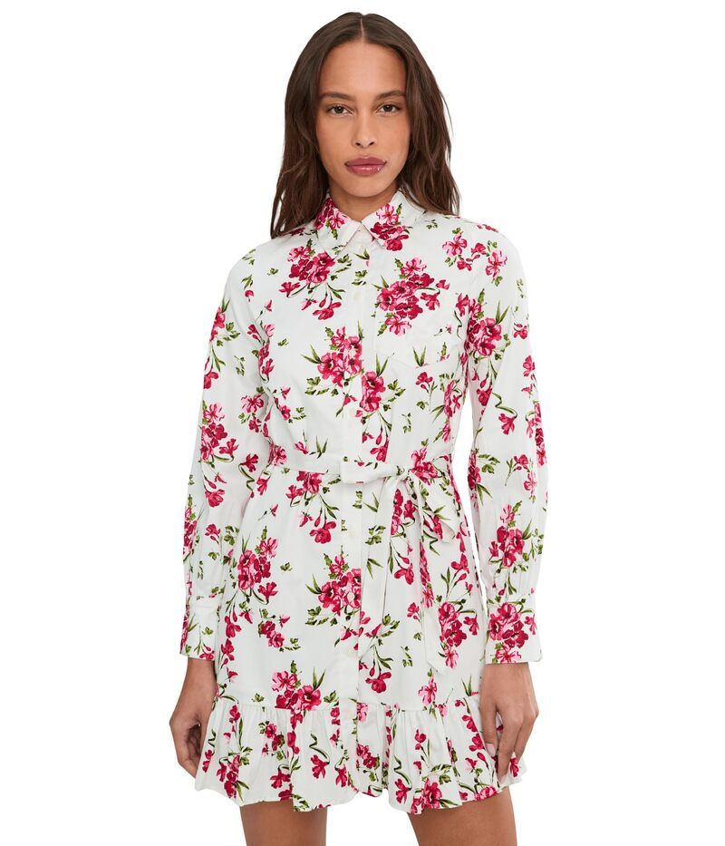 セセ レディース トップス ワンピース ボタンダウン フリル ミニ ダウン CeCe Collared Button Down Long Sleeve Ruffle Mini Dress Egret
