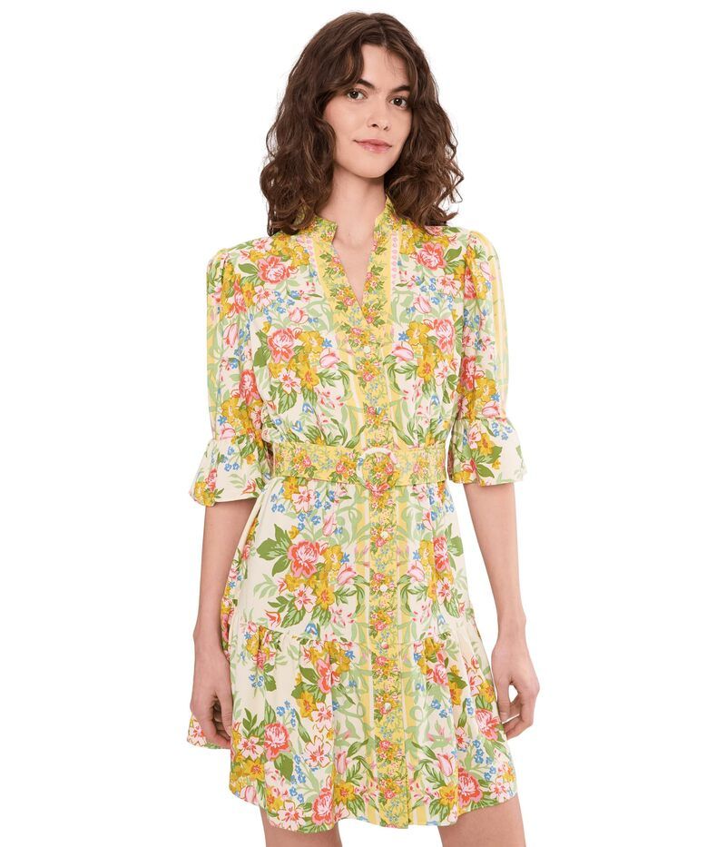 アドリアナ パペル レディース トップス ワンピース プリント Adrianna Papell Rayon Printed Short Dress Pale Yellow イエロー