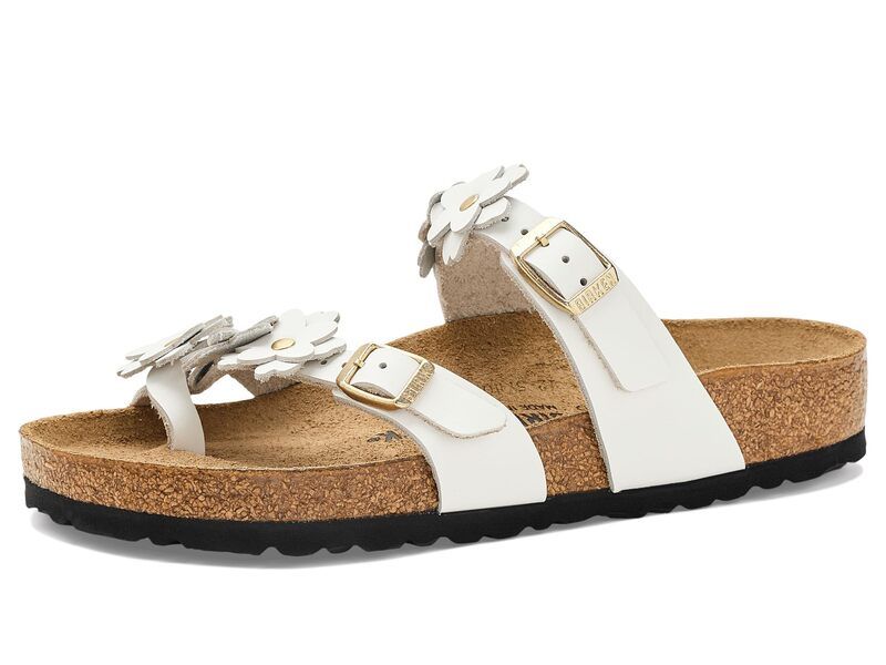 ビルケンシュトック レディース シューズ サンダル レザー Birkenstock Mayari Flowers Leather White ホワイト