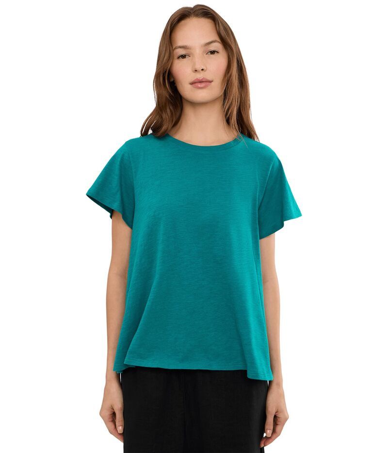 エイリーンフィッシャー レディース トップス シャツ クルーネック コットン ジャージー Eileen Fisher Organicotton Slubby Jersey Crew Neck Top Teal ティール 18,235円