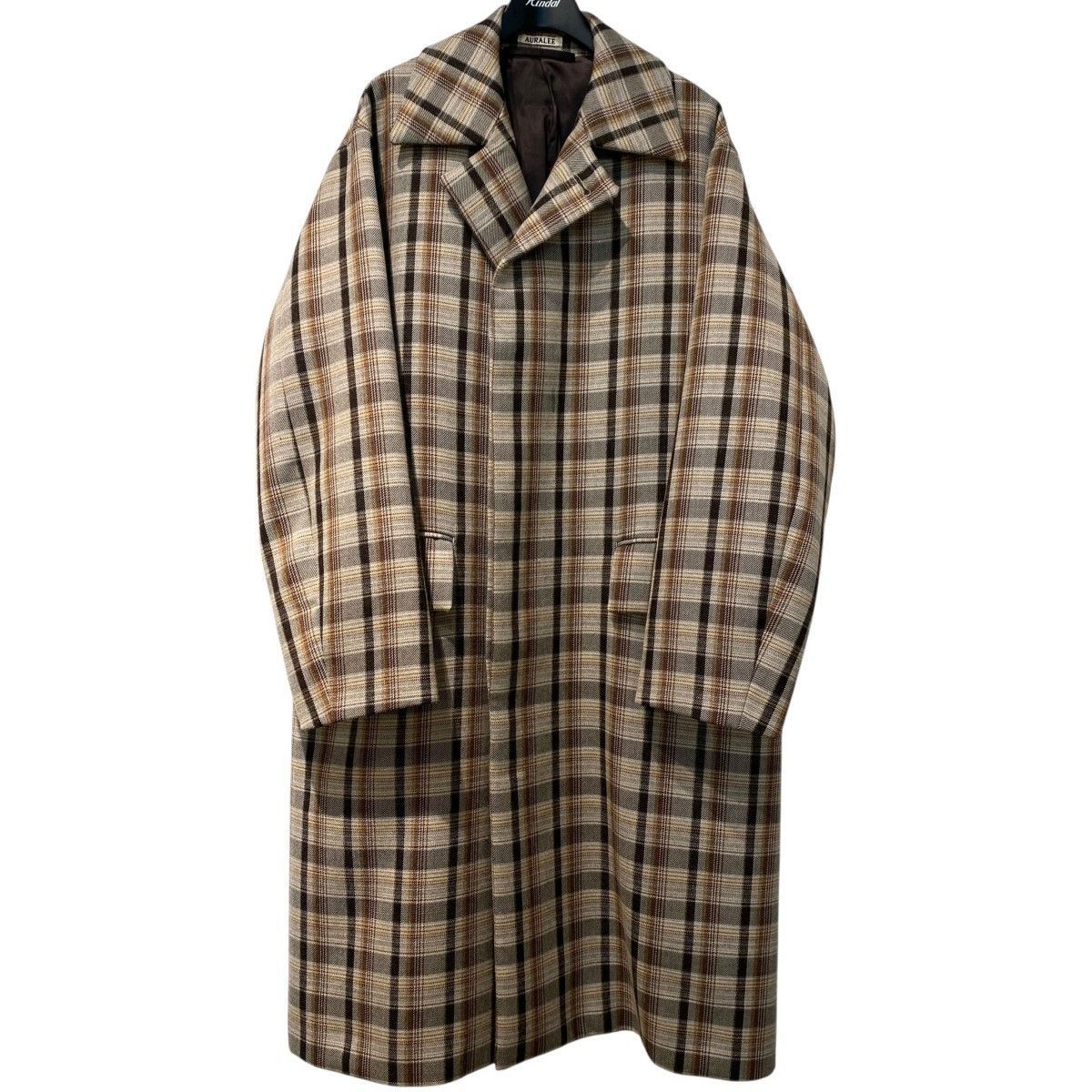 ジャケット・アウター AURALEE double face check collar coat AURALEE 19AW DOUBLE FACE CHECK SOUTIEN COLLAR COATチェックオーバー