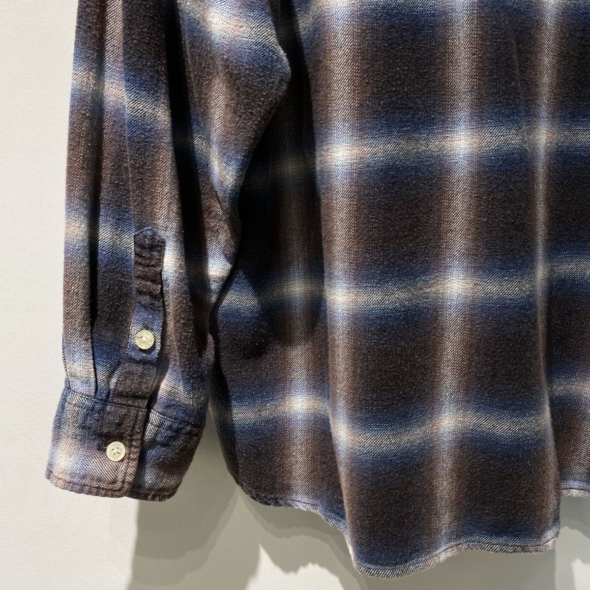 KAMIYA 25SS Bleached Check ShirtブリーチVintage加工Ombreオンブレ