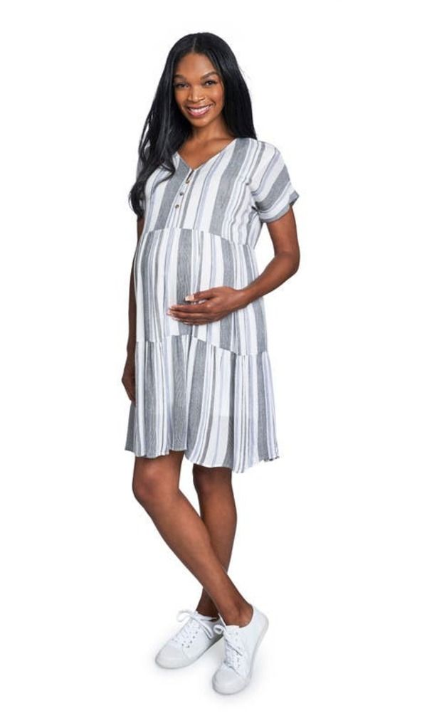 エヴァリーグレー レディース トップス ワンピース マタニティ Everly Grey Micaela MaternityNursing Dress BlackRoyal ブラック
