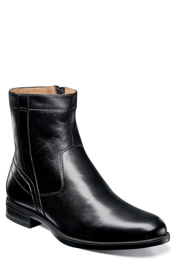 フローシャイム メンズ シューズ ブーツ・レインブーツ Florsheim Midtown Zip Boot Black Leather ブラック