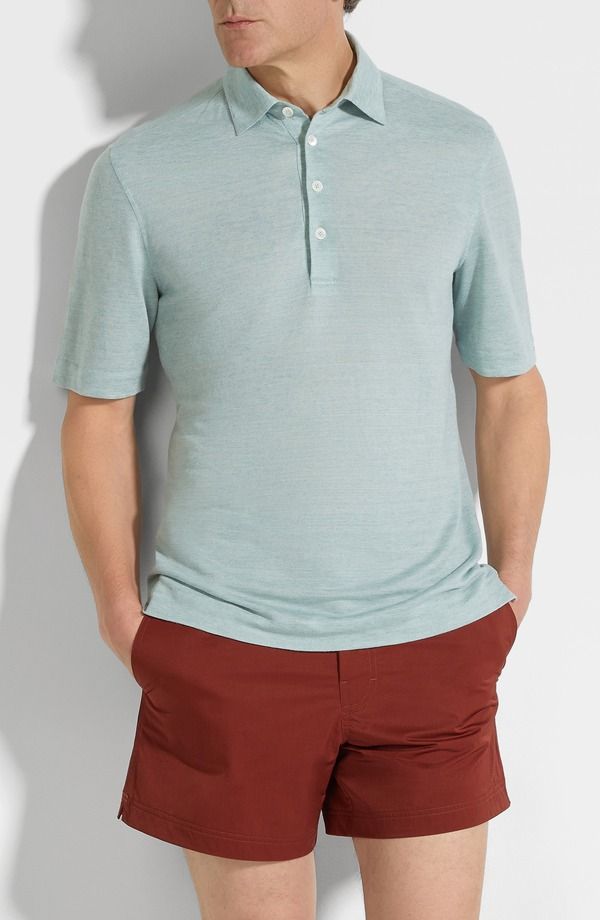 ゼニア メンズ トップス ポロシャツ リネン ZEGNA Linen Polo Bright Blue ブルー