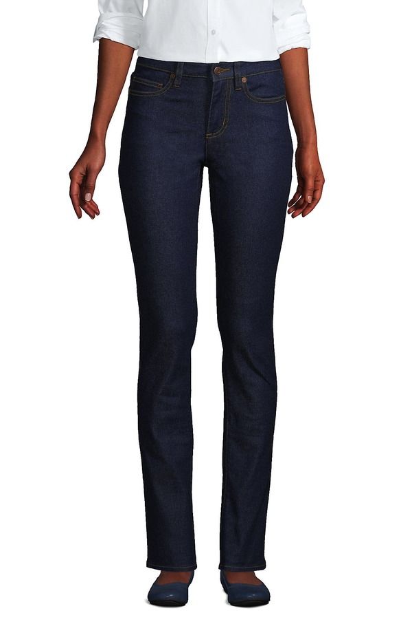 ランズエンド レディース ボトムス デニムパンツ ストレート ジーンズ Lands End Recover Mid Rise Straight Leg Blue Jeans Riverinse ブルー