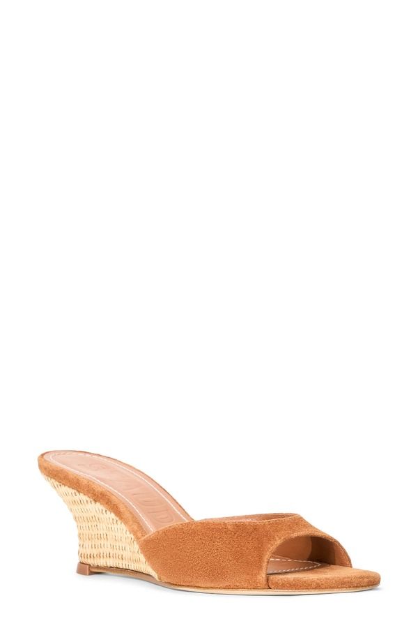 スタウド レディース シューズ ヒール サンダル STAUD Brigitte Wedge Slide Sandal Tabac Natural