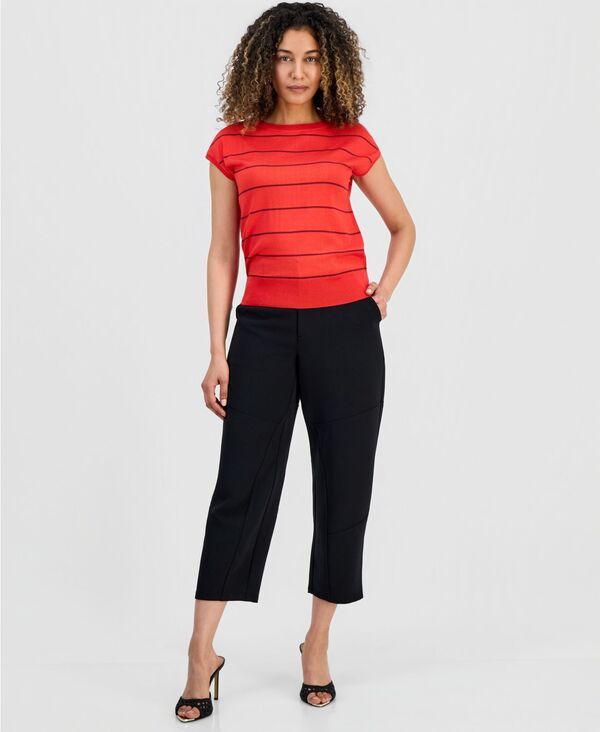 アイエヌシー インターナショナル コンセプト レディース ボトムス カジュアルパンツ アンクル INC International Concepts Womens BarrelLeg Ankle Pants Macys Exclusive Deep Black