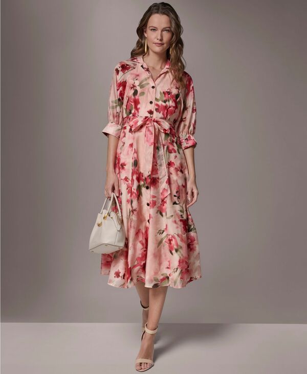 ダナ キャラン ニューヨーク レディース トップス シャツ プリント Donna Karanew York Womens Printed Collared Neck Shirt Dress Geraniumulti マルチカラー