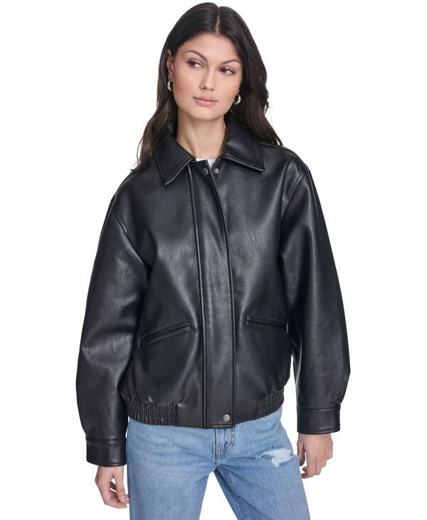 リーバイス レディース アウター ジャケット・ブルゾン レザー フェイクレザー Levis Womens Faux LeatherelaxedFit Bomber Jacket Black ブラック