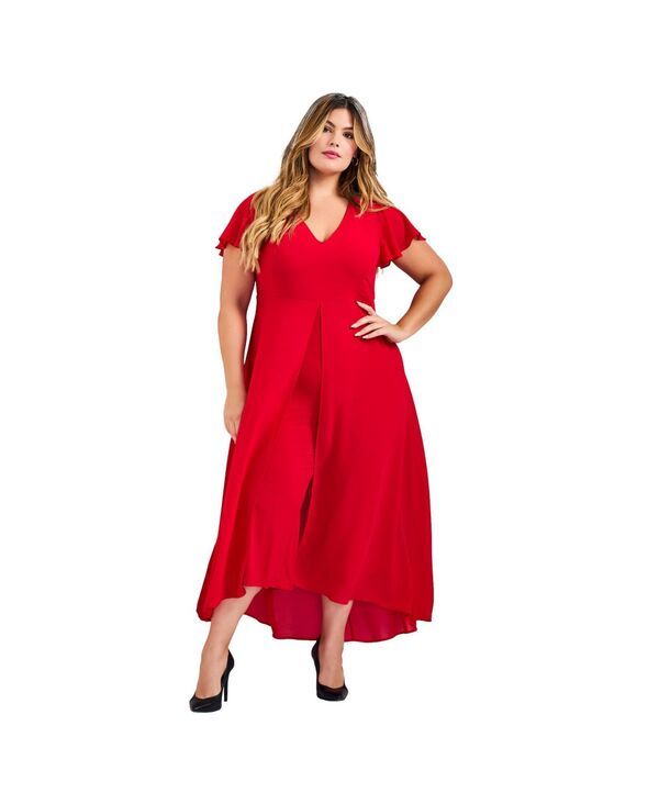 アベニュー レディース トップス ジャンプスーツ プラスサイズ AVENUE Plusize Glam Jumpsuit Red レッド