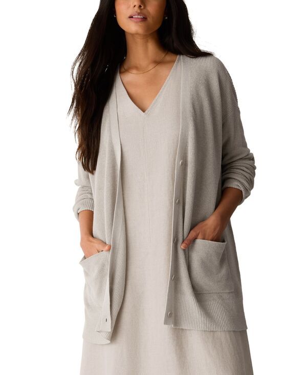 エイリーンフィッシャー レディース アウター ニット・セーター Vネック プラスサイズ カーディガン Eileen Fisher Womens Plusize VNeck Cardigan Undyed Natural