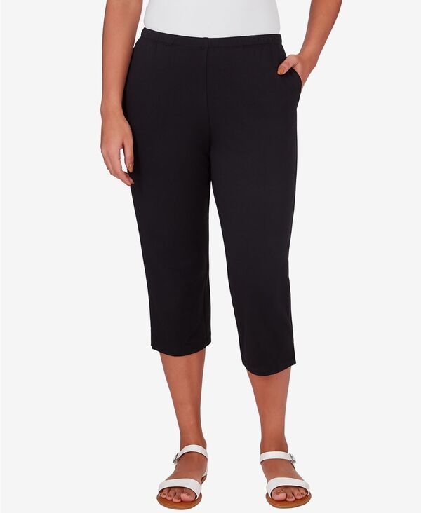 ルビーアールディー レディース ボトムス カジュアルパンツ プチ パイル キャップ Ruby Rd PetitelasticWaist French Terry Capri Pants Black ブラック