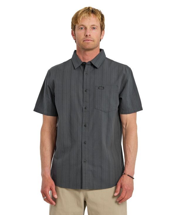 クイックシルバー メンズ トップス シャツ 半袖 Quiksilver Mens Dobby Stripe ShortSleeve Shirt Gray グレー