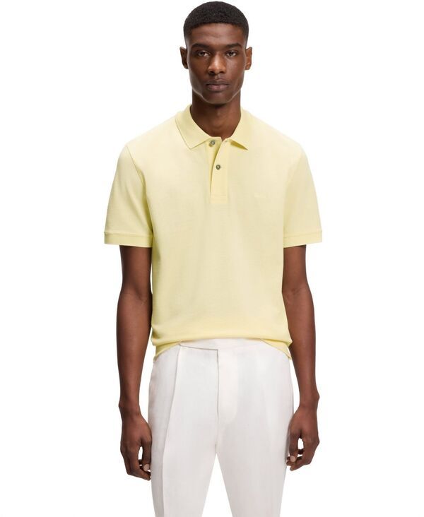 ヒューゴボス メンズ トップス ポロシャツ コットン 刺繍 ロゴ Hugo Boss Mens Cotton Piqu Embroidered Logo Pallas Polo Shirt Yellow イエロー