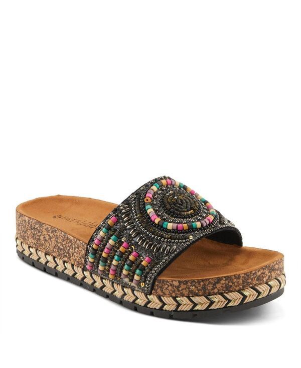 パトリシア レディース シューズ サンダル Patrizia WomensWIRLA Multicolor Beaded Slide Cork Wedge Sandals Black multi ブラック