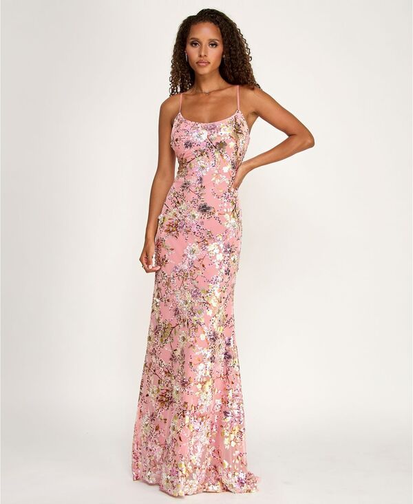 エメラルドサンデー レディース トップス ワンピース フラワー柄 スパンコール フラワー Emerald Sundae Juniors Floral Sequin Scoop Neck Gown Mauve multi マルチカラー