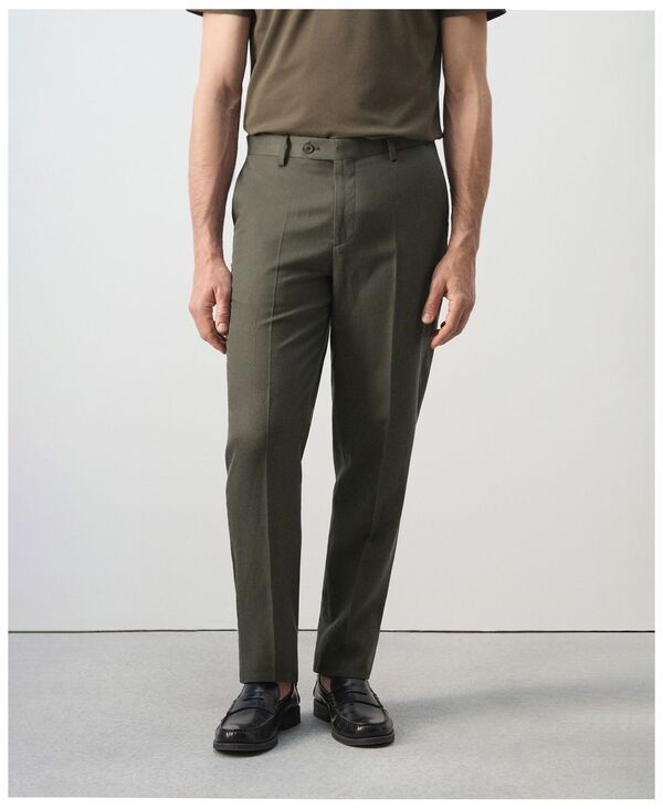 マンゴ メンズ ボトムス カジュアルパンツ スリムフィット MANGO Mens Amalfi Slim Fit Suit Pants Khaki カーキ