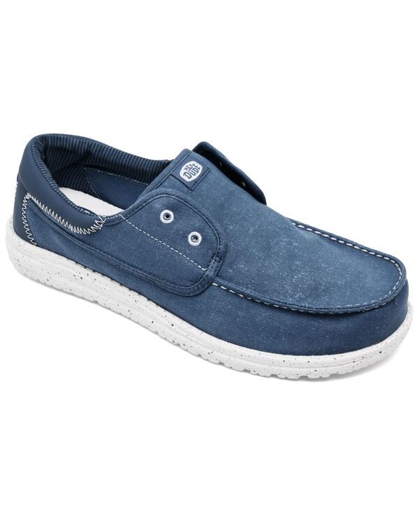 ヘイデュード メンズ シューズ スニーカー Hey Dude Mens Wally Cru Stretch Canvas Casual Moccasins from Finish Linensign Blue ブルー