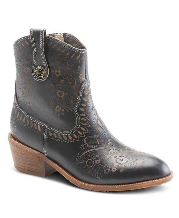 ラリティステ レディース シューズ ブーツ・レインブーツ フラワー柄 レザー フラワー LArtiste L Artiste Women s GALOP Handpainted Leather Western Booties with Floral Embos
