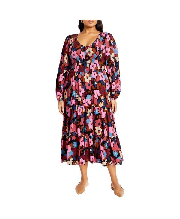 シティーシック レディース トップス ワンピース プラスサイズ プリント CITY CHIC Plusize Jayden Print Dressugar coated