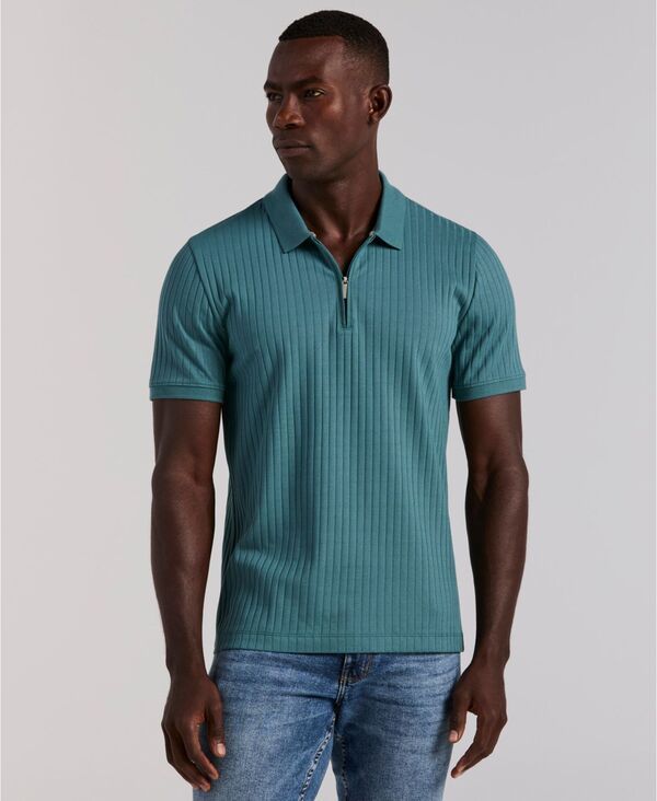 ペリーエリス メンズ トップス ポロシャツ Perry Ellis Mens QuarterZipolo Shirt Hydro