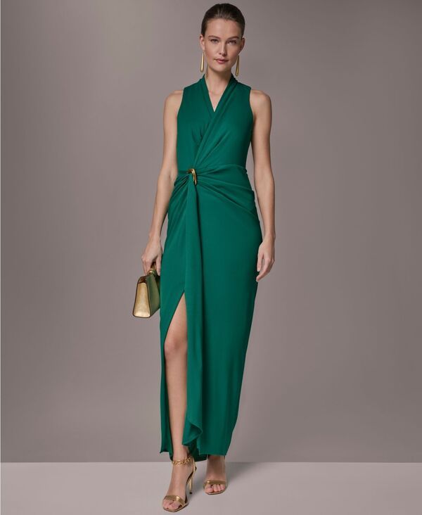 ダナ キャラン ニューヨーク レディース トップス ワンピース ドレープ Donna Karanew York Womens Draped FauxWrap Gown LAWN