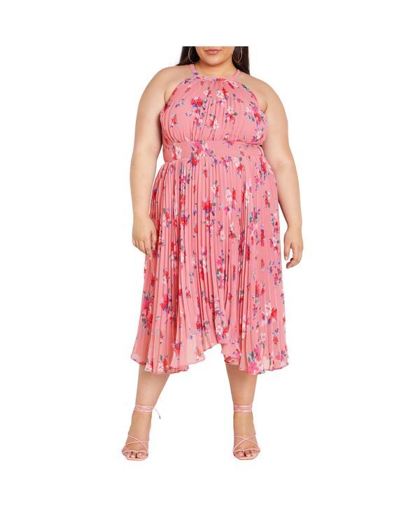 シティーシック レディース トップス ワンピース プリント CITY CHIC Womens Miriam Print Dress Blush lotte bunch ブラッシュ