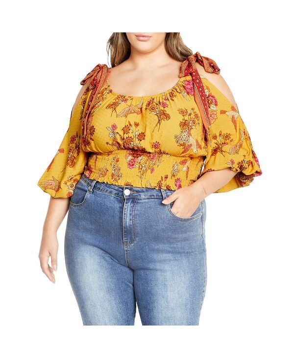 シティーシック レディース トップス シャツ CITY CHIC Womens Venice Top Sunflower