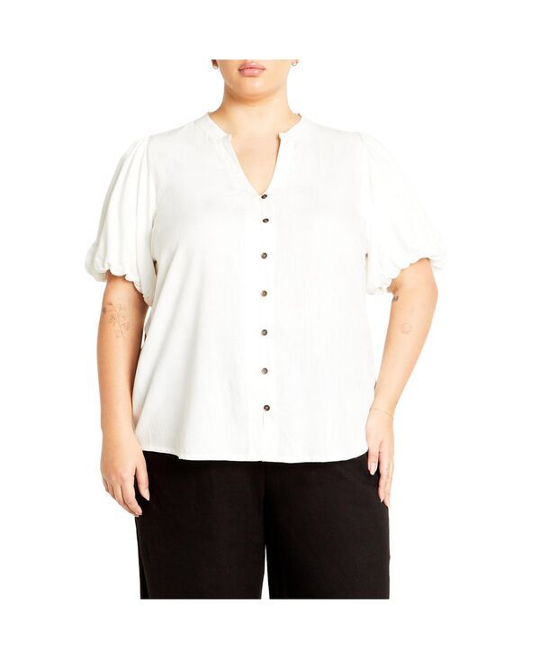 シティーシック レディース トップス シャツ CITY CHIC Womens Georgia Shirt Ivory アイボリー