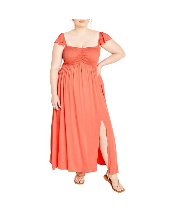 シティーシック レディース トップス ワンピース プラスサイズ マキシ CITY CHIC Plusize Tiarne Maxi Dress Hot coral コーラル
