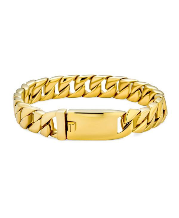 ブリング レディース アクセサリー ブレスレット・バングル・アンクレット Tシャツ Bling Jewelry Solid Heavy Miami Curb Link Chain Bracelet Stainlessteel 85 Inch Goldtone