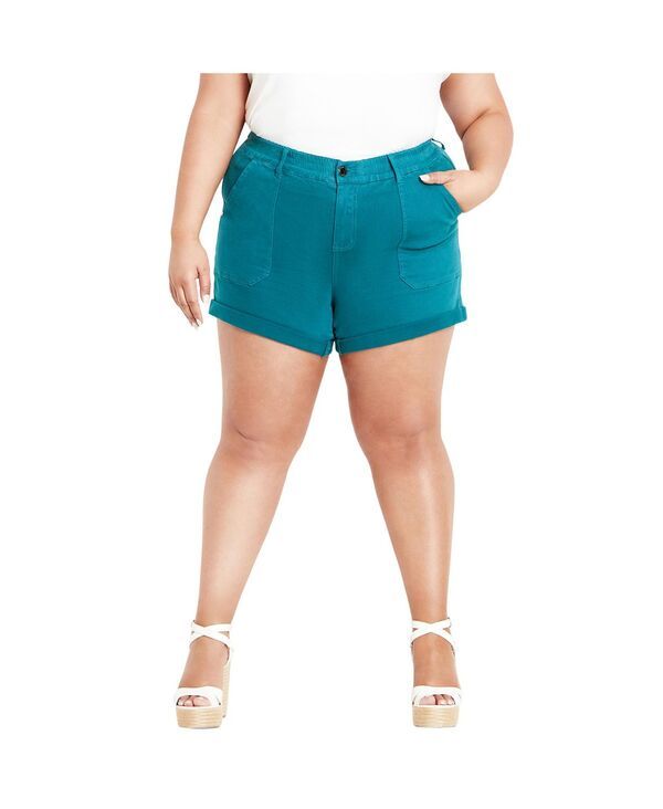 シティーシック レディース ボトムス ハーフパンツ・ショーツ プラスサイズ デニム CITY CHIC Plusize Holiday Denim Short Harbour blue ブルー