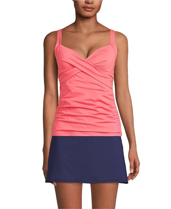 ランズエンド レディース 水着 トップのみ Lands End Womensweetheart Wrap Underwire Tankini Top Wood lily