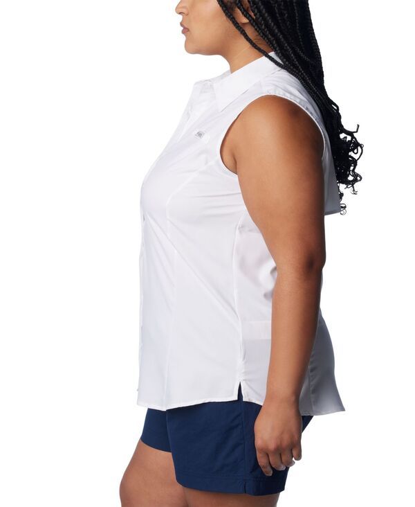 コロンビア レディース トップス シャツ プラスサイズ ノースリーブ Columbia Plusize PFG Tamiami ButtonFront Sleeveless Top White ホワイト