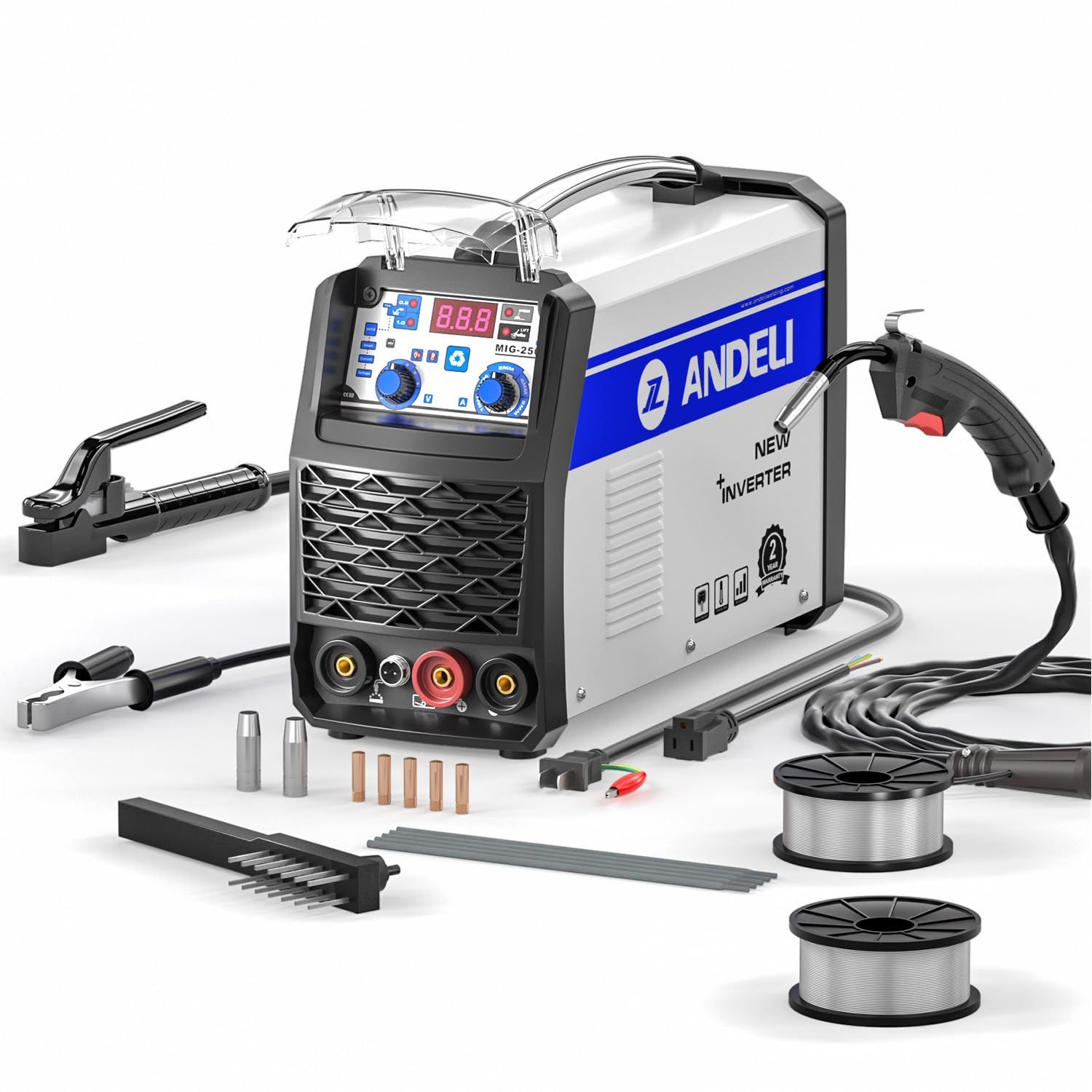 ANDELI 半自動溶接機 120AノンガスMIG/アーク溶接/lift TIG 100V/200V兼用 インバーター直流溶接機 MIG溶接 半自動 日本語取説書 MIG-250MEY 706de7cf