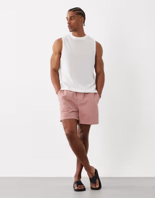 エイソス メンズ ボトムス ハーフパンツ・ショーツ ショートパンツ ASOS DESIGN shorter length widelasticized shorts PINK ピンク