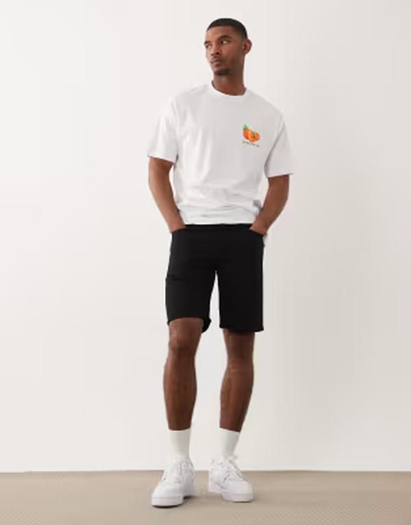 オンリーアンドサンズ メンズ ボトムス ハーフパンツ・ショーツ ショートパンツ デニム ONLY SONS Edge straight fit denim shorts in washed Black Denim ブラック