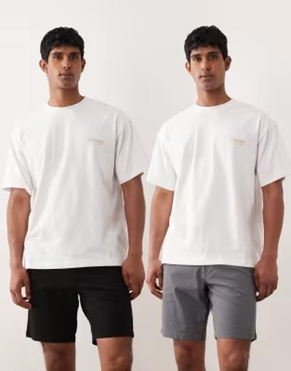 ジャック アンド ジョーンズ メンズ ボトムス ハーフパンツ・ショーツ ショートパンツ Jack Jones 2 pack chino shorts and Black ブラック